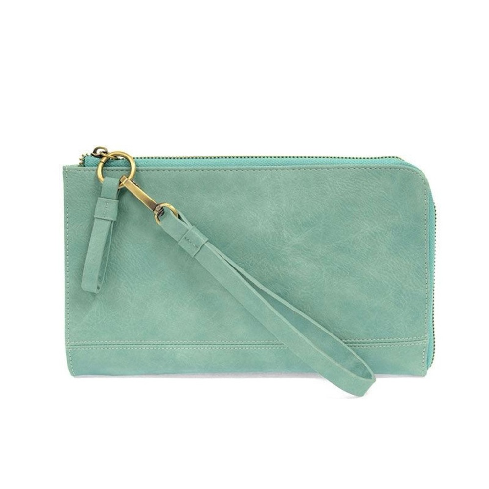 Joy Susan Teal Wristlet and Crossbody Vegan Leather Bag